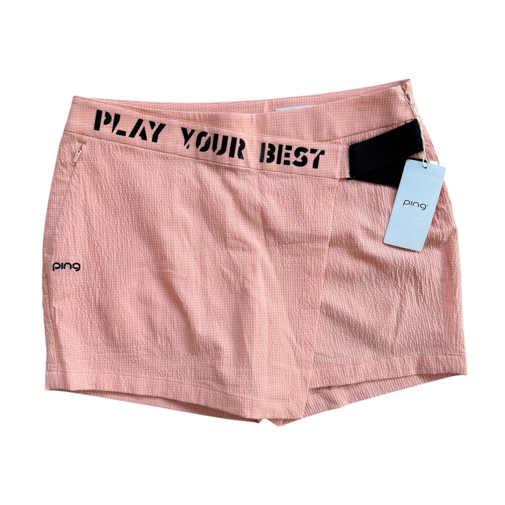 Ping Collection Women Coral Pink Seersucker Golf Skort Play Your Best  NWT